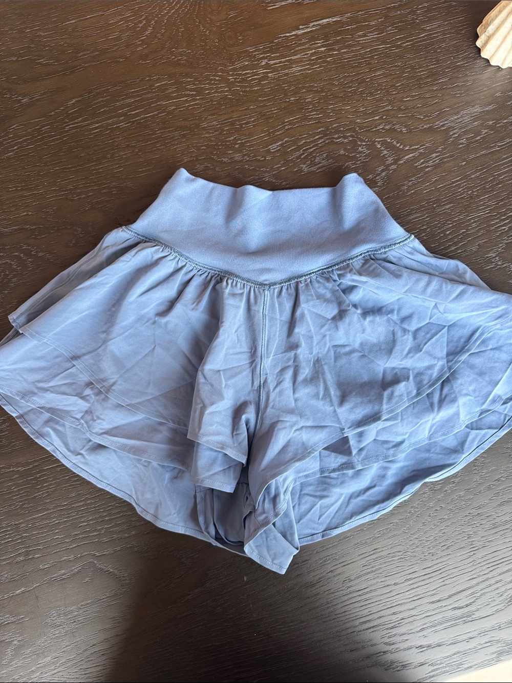 Light Blue Women's Athletic Layered Skort-Style Shorts